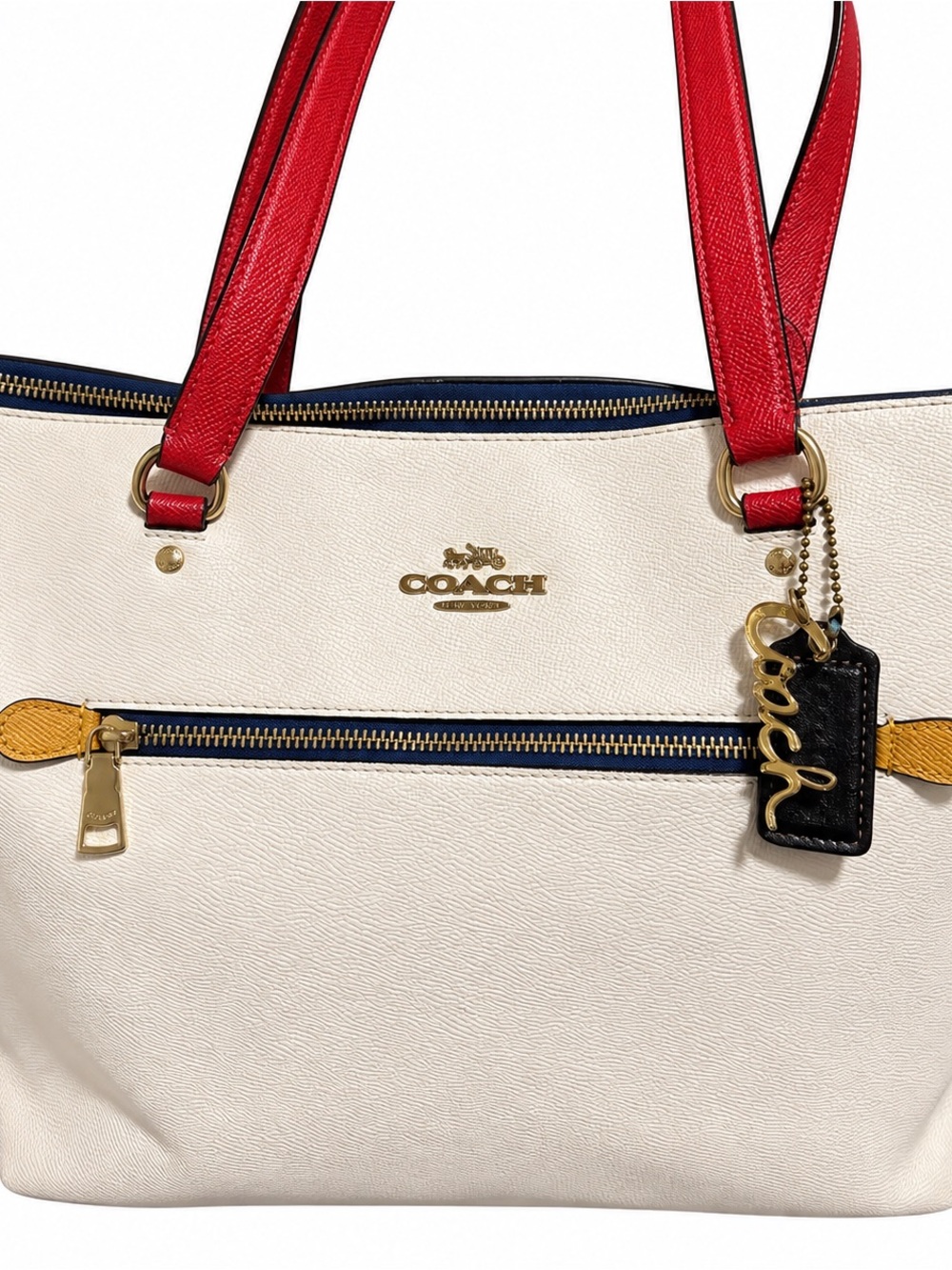 Coach Gallery Tote 2018 Chalk Electric Multi Color-block RARE. - Picture 3 of 7